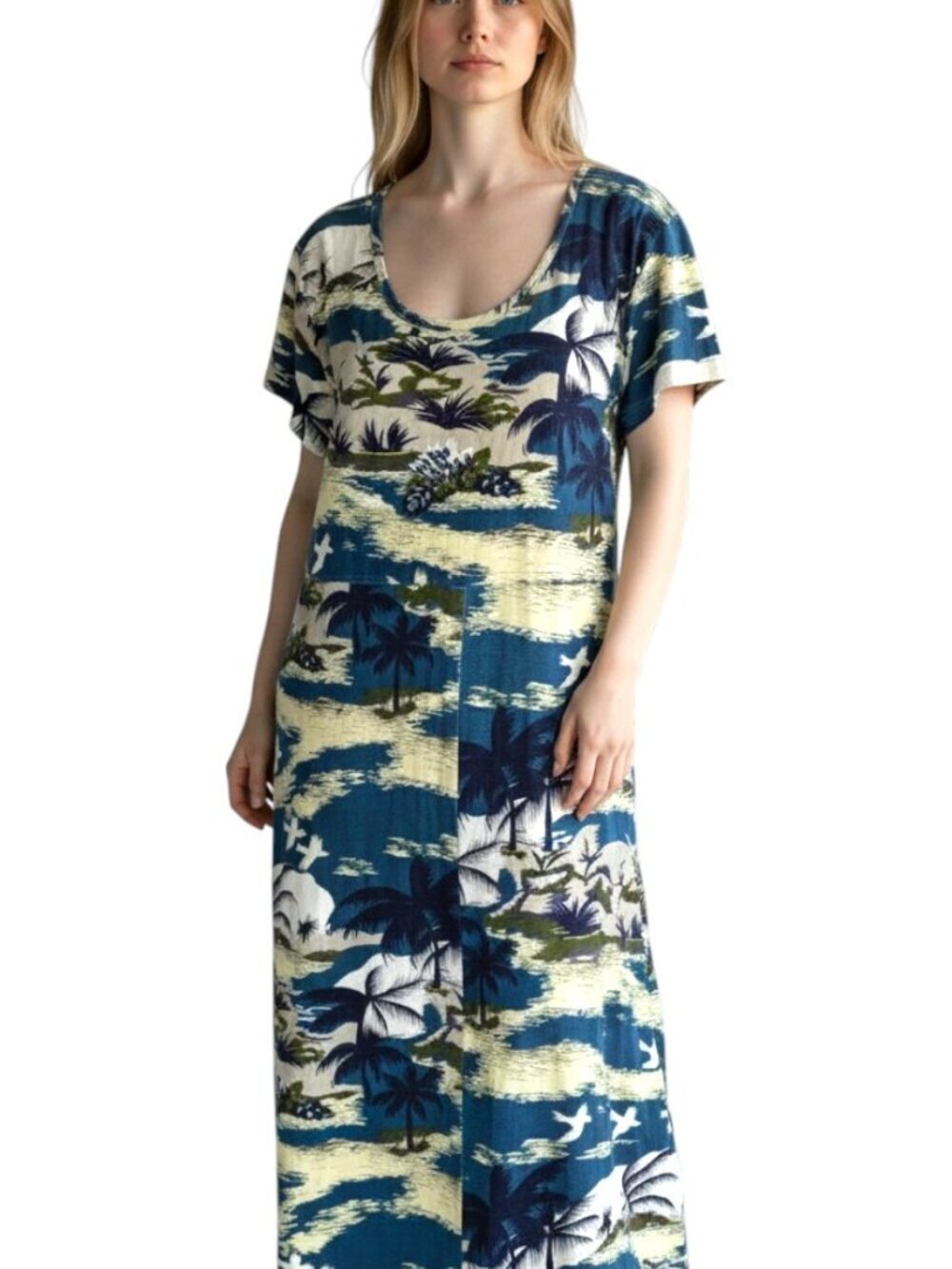 Vintage Tommy Bahama Hawaiian Maxi Dress Cotton Tropical Beachy Island Womens M